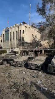 Israeli airstrike bombs central Damascus targeting a building adjacent to the Iranian consulate, killing a top Iranian c